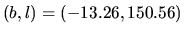 $(b,l)=(-13.26,150.56)$